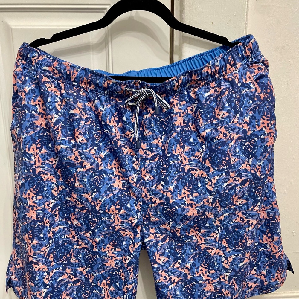 Peter Millar Seaside collection Turtle Tide Blue & Pink Swim Trunks/Shorts (XL)